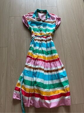 J. Crew Multicolor Striped Midi Dress
